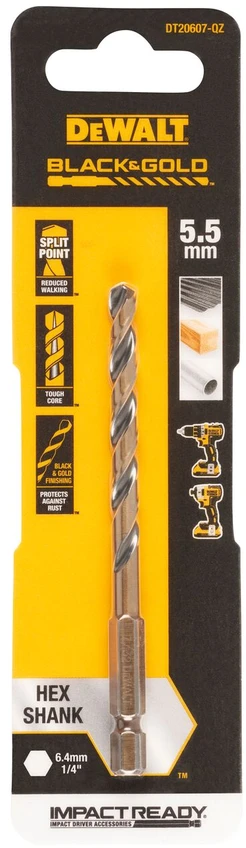 Grąžtas metalui HEX 1/4, 5,5 mm, DeWALT