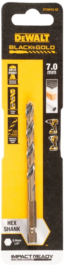 Grąžtas metalui HEX 1/4, 7,0 mm, DeWALT