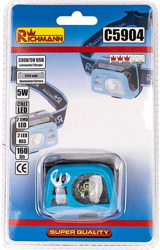 Įkraunamas galvos žibintas. „RICHMANN“ 5 W