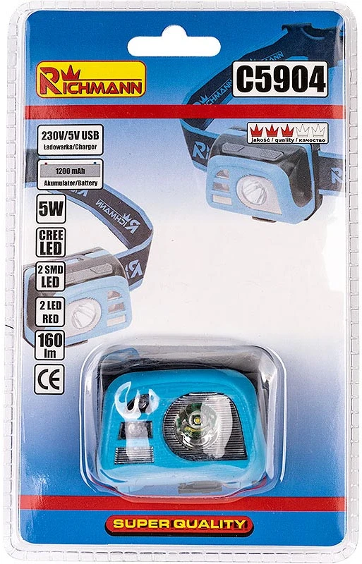 Įkraunamas galvos žibintas. „RICHMANN“ 5 W