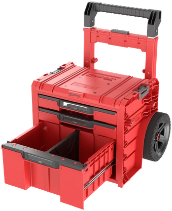 Q-Brick Įrankių dėžė Qbrick System PRO Cart 2.0 Plus Ultra HD Custom, raudonos spalvos, stalčių skaičius: 3