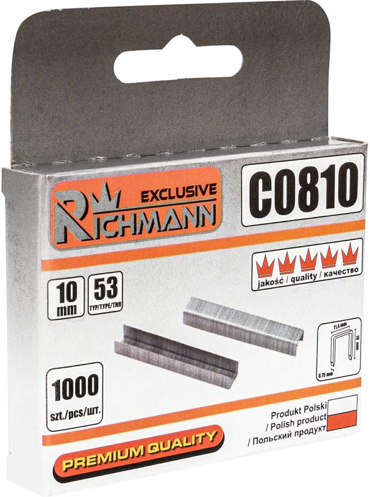Kabės 53 tipo „RICHMANN" 10 mm, 1000 vnt.