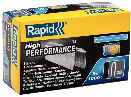 Rapid Kabelių kabės Nr28 10mm Baltos 5x1000vnt