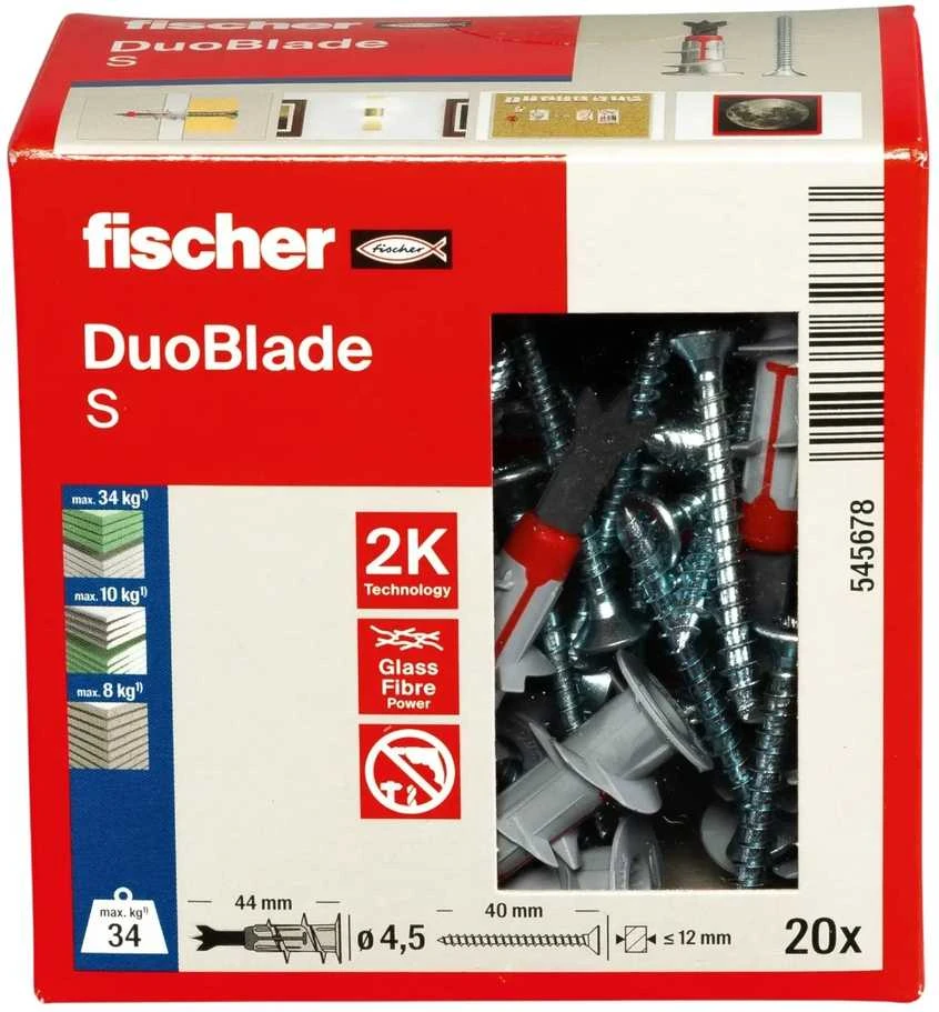 Kaiščiai gipso kart. DUOBLADE su medvaržčiais, FISCHER, 20 vnt.