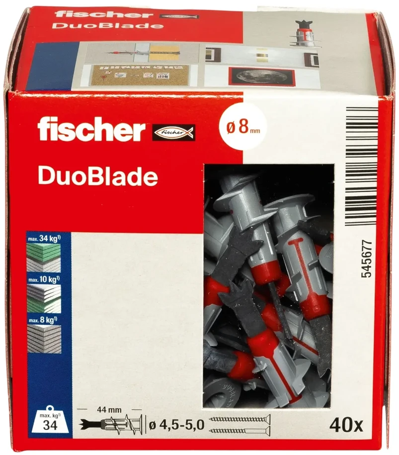 FISCHER INKARAS DUOBLADE 40vnt BE VARŽTŲ GIPSKARTONIO PLOKŠTĖMS