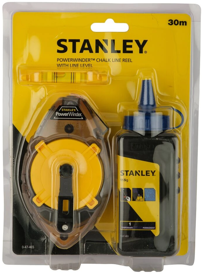 STANLEY SZNUR TRASERSKI POWERWINDER 30m + KREDA + POZIOMNICA SZNURKOWA
