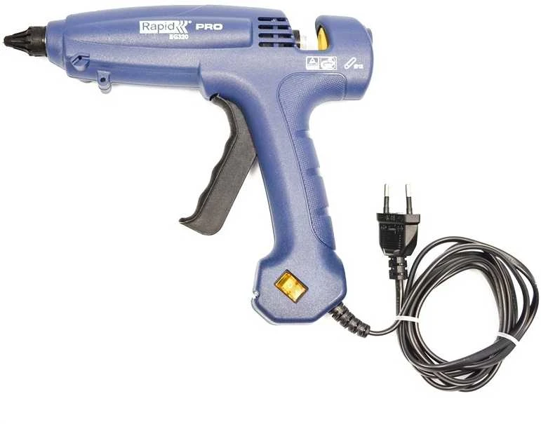Rapid EG320 Industrinis klijų pistoletas intensyviam darbui. 120W. Klijų pralaidumas iki 1,0kg/val. Greitas klijų įkaitinimas (mažiau nei 5 min.) Naudoja 12mm skersmens klijų lazdeles.