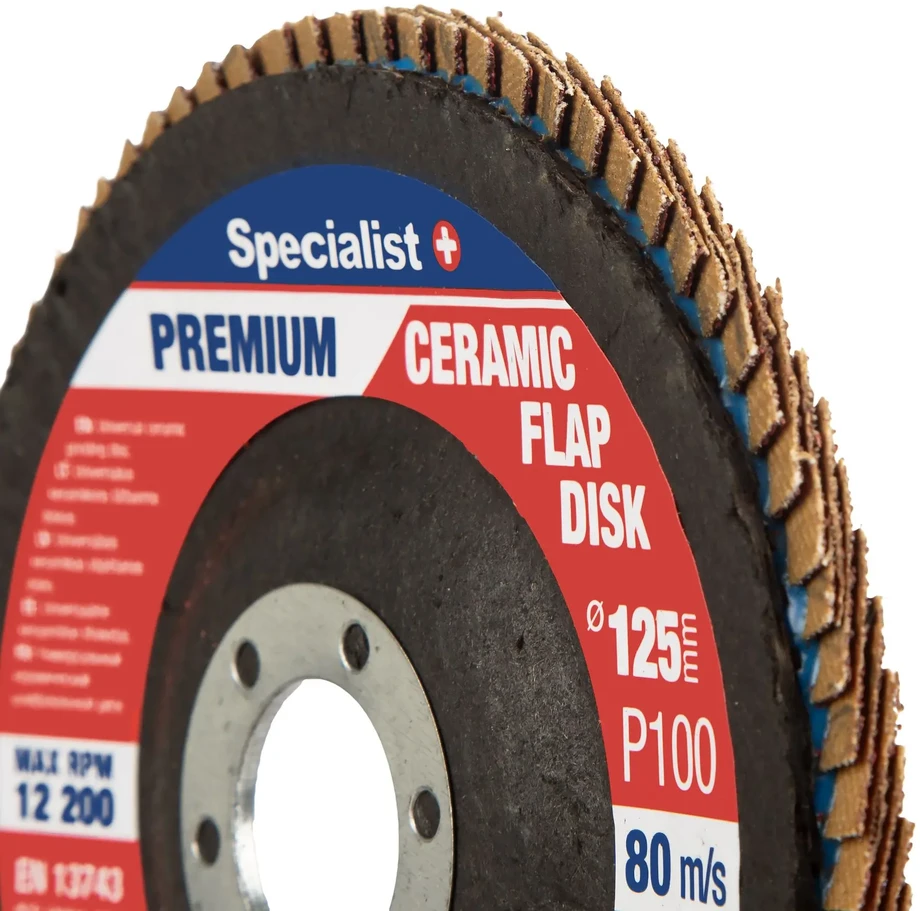 Lapelinis šlifavimo diskas 125 mm, P100, Ceramic PREMIUM, SPECIALIST+
