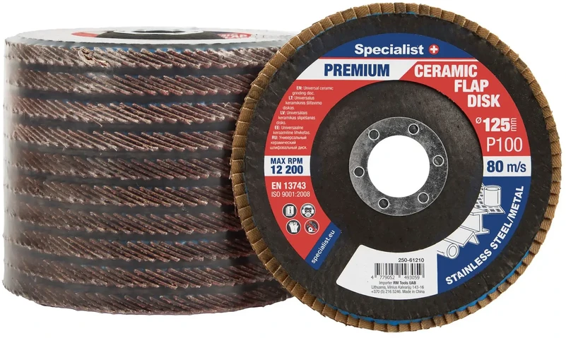Lapelinis šlifavimo diskas 125 mm, P100, Ceramic PREMIUM, SPECIALIST+