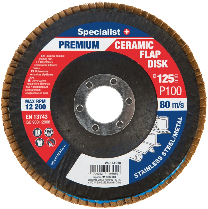 Lapelinis šlifavimo diskas 125 mm, P100, Ceramic PREMIUM, SPECIALIST+