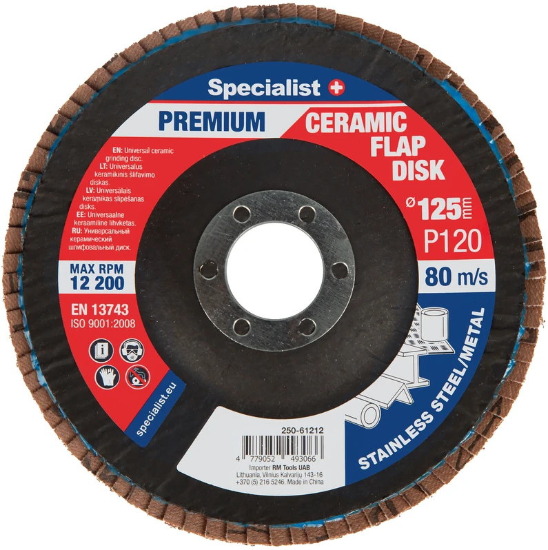 Lapelinis šlifavimo diskas 125 mm, P120, Ceramic PREMIUM, SPECIALIST+