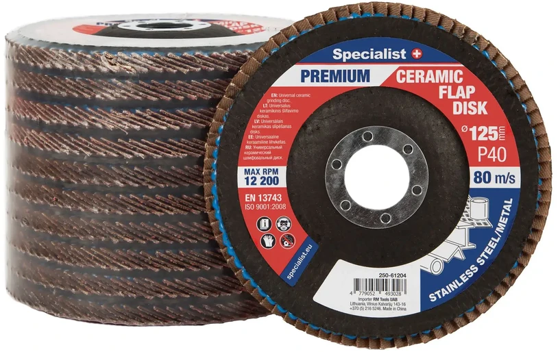 Lapelinis šlifavimo diskas 125 mm, P40, Ceramic PREMIUM, SPECIALIST+