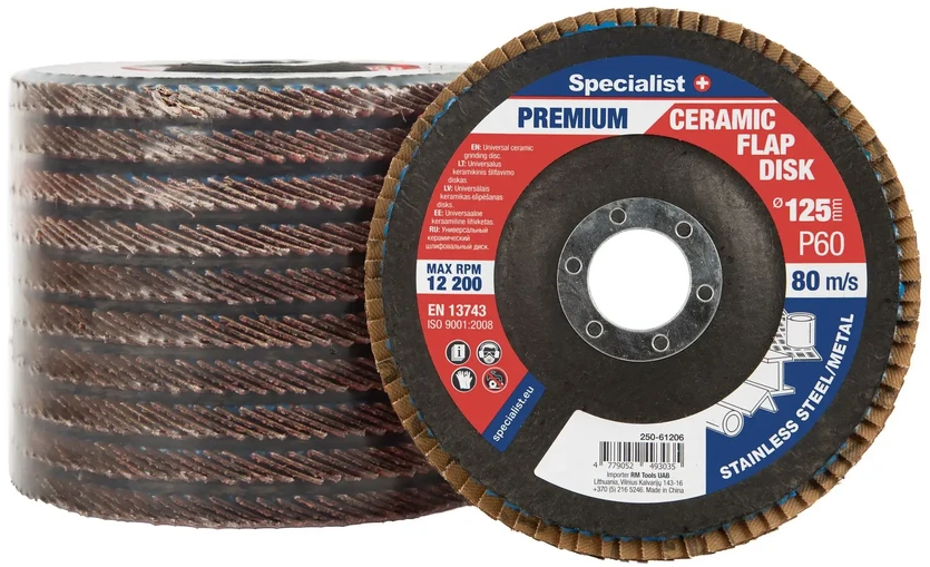 Lapelinis šlifavimo diskas 125 mm, P60, Ceramic PREMIUM, SPECIALIST+