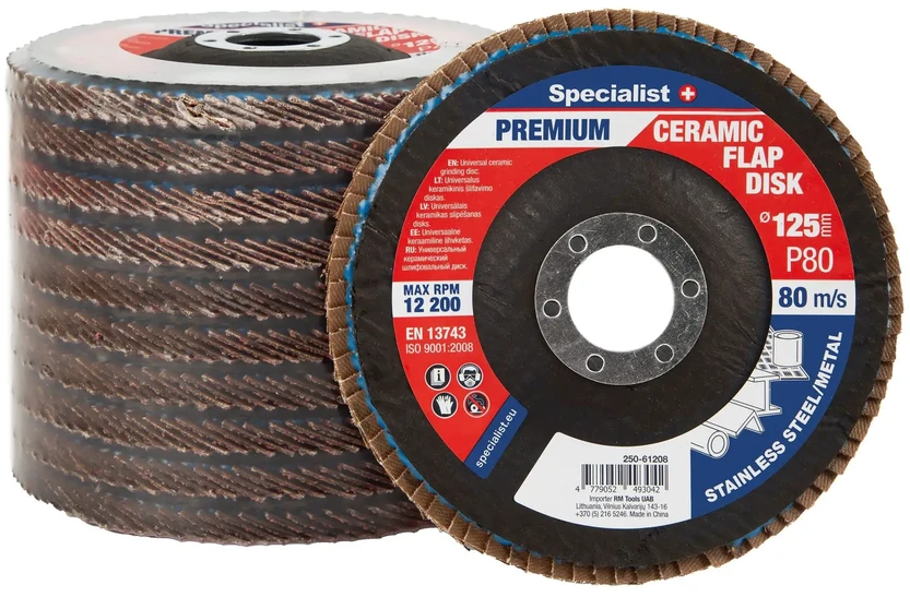 Lapelinis šlifavimo diskas 125 mm, P80, Ceramic PREMIUM, SPECIALIST+