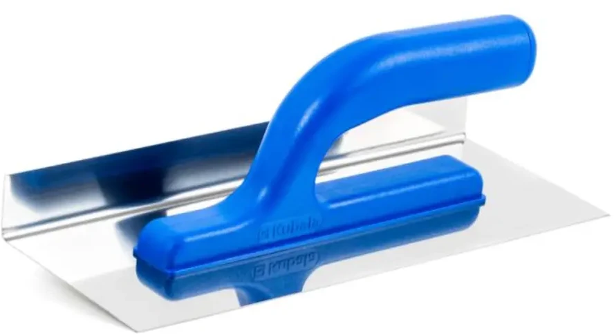 Nerūdijančio plieno kampinė glaistyklė su plastikine rankena 100×270×30 mm. KUBALA