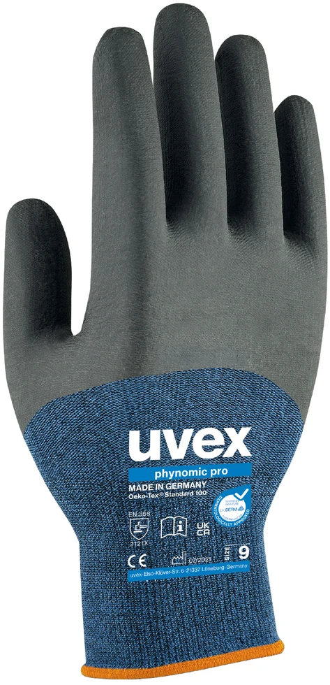 Pirštinės Uvex Phynomic Pro, mėlynos, drėgnai, tepaluotai aplinkai 8 dydis