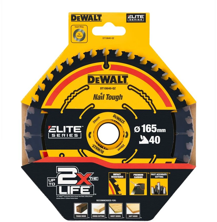 Pjov. diskas medienai DeWalt ELITE CSB 165x20mm 40T