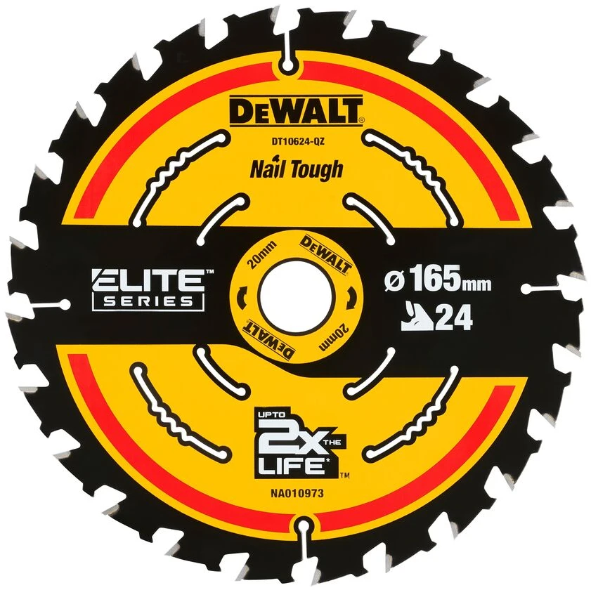 Pjovimo diskas medienai DeWalt; 165x1,65x20,0 mm; Z24; 18°