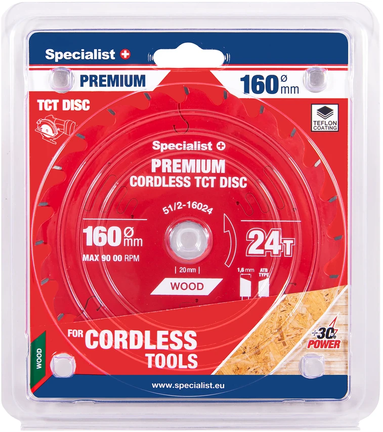 Pjovimo diskas Specialist+ LTW1602420-T; 160x20x1,0 mm; Z24; 15°