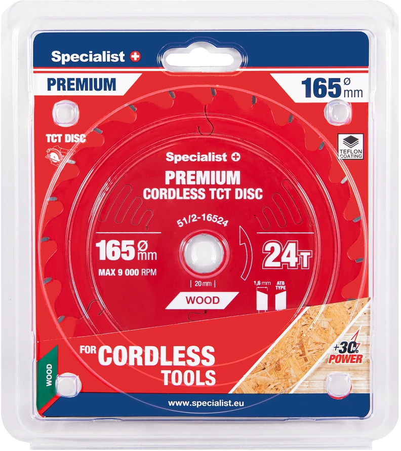 Pjovimo diskas SPECIALIST+ Cordless 165x24Tx20mm