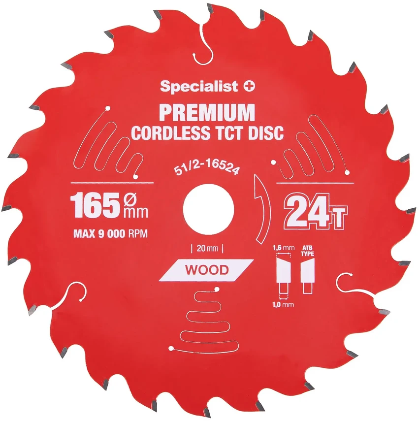 Pjovimo diskas SPECIALIST+ Cordless 165x24Tx20mm