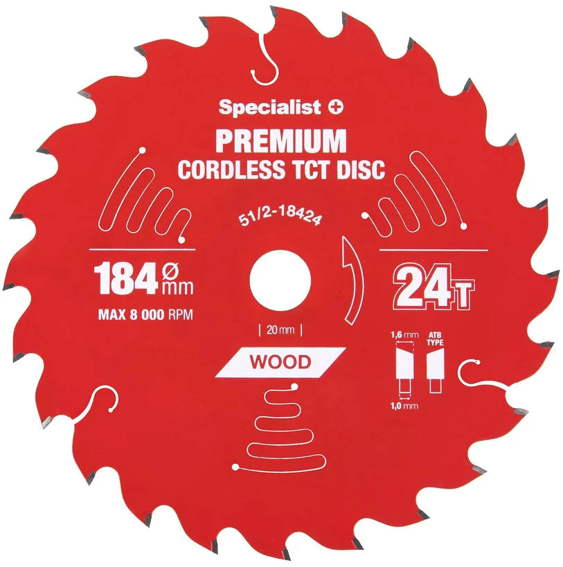 Pjovimo diskas 184x24Tx20/16mm, Cordless PREMIUM, SPECIALIST+