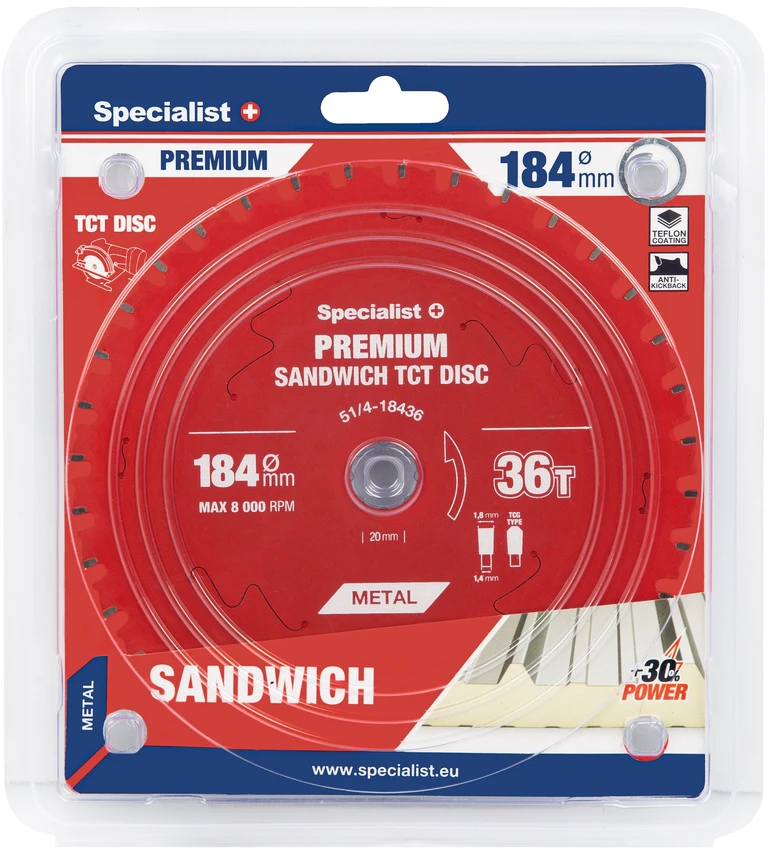 Pjovimo diskas Specialist+ LTS1843620/16-T; 184x20x1,4 mm; Z36; 0°