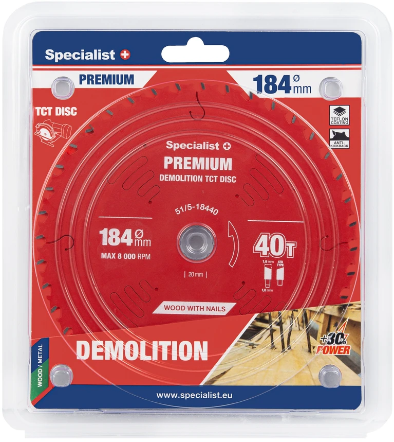 Pjovimo diskas SPECIALIST+ Demolition 184x40Tx20/16mm