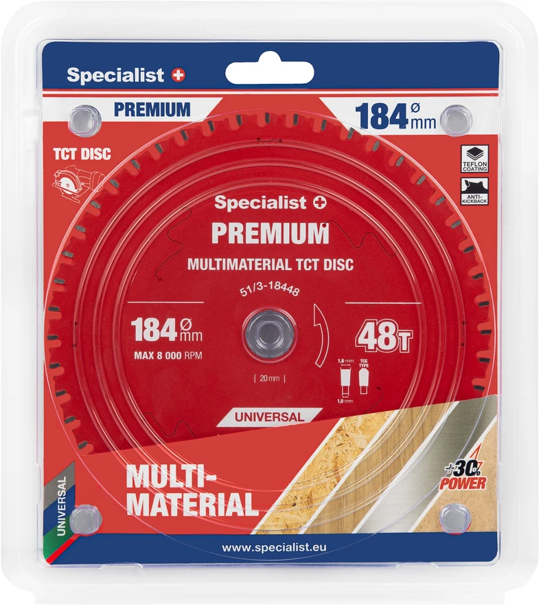 Pjovimo diskas Specialist+ LTM1844820/16-T; 184x20x1,0 mm; Z48; 0°