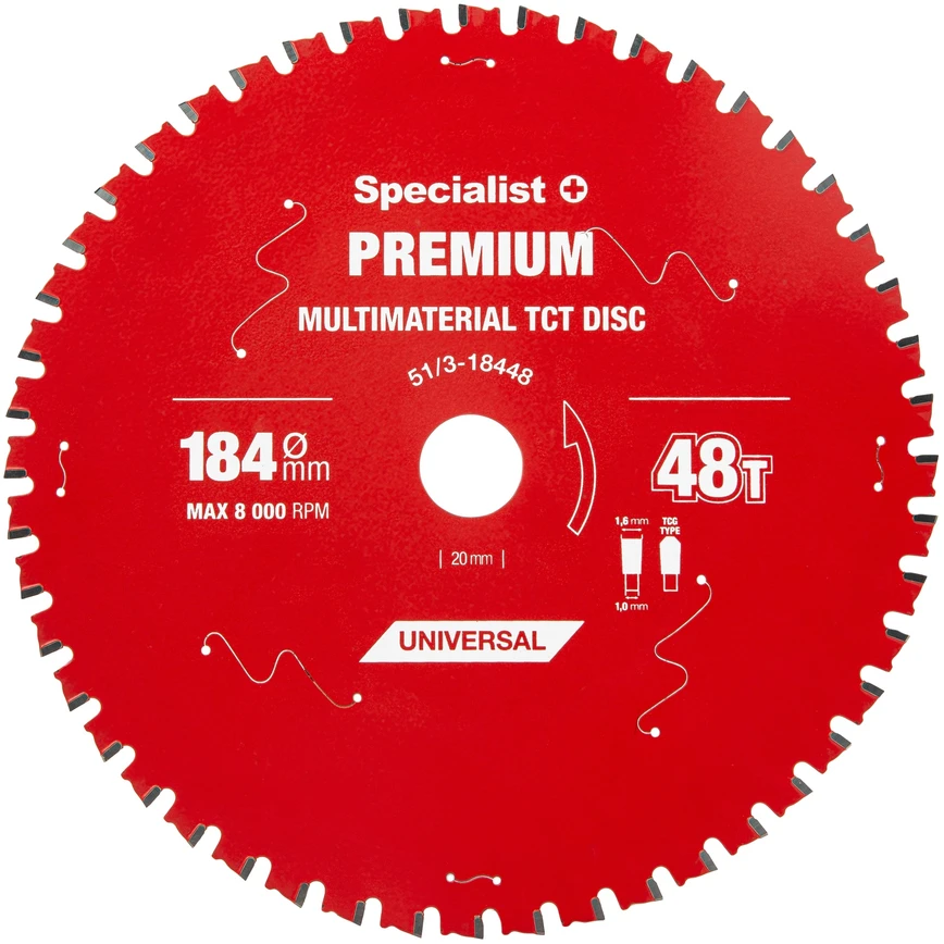 Pjovimo diskas Specialist+ LTM1844820/16-T; 184x20x1,0 mm; Z48; 0°