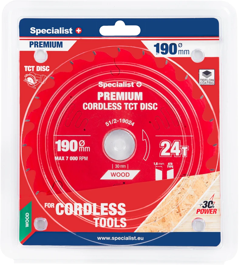 Pjovimo diskas SPECIALIST+ Cordless 190x24Tx30mm