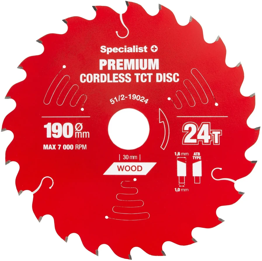 Pjovimo diskas SPECIALIST+ Cordless 190x24Tx30mm