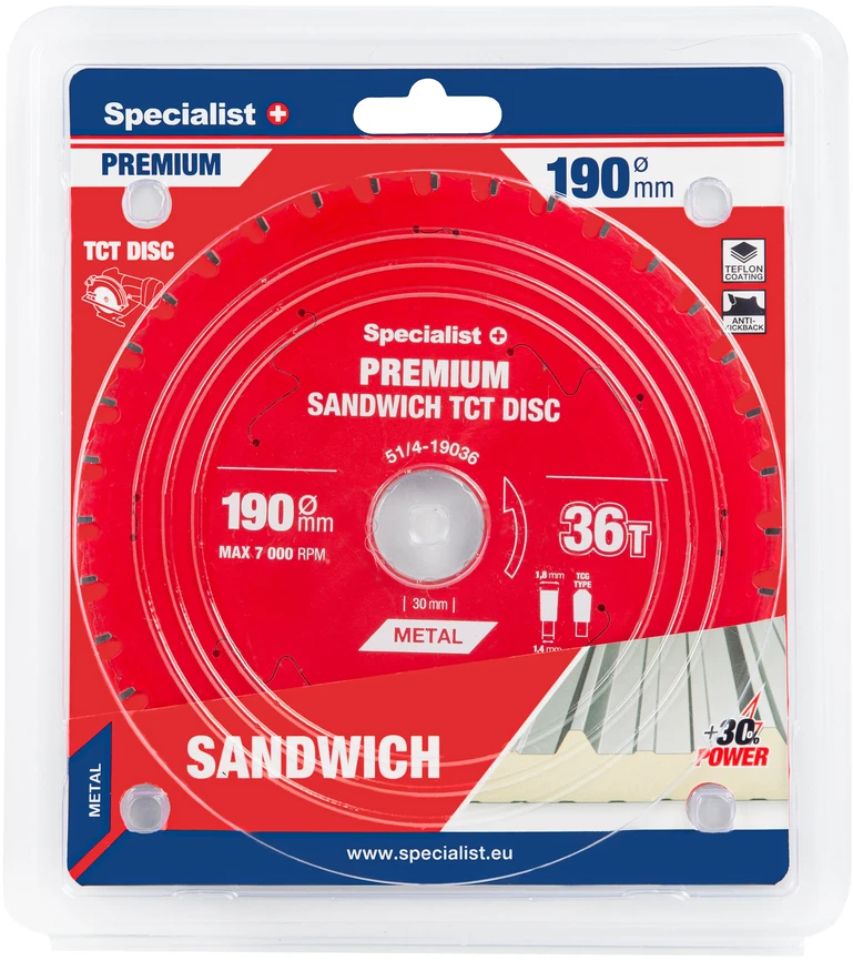 Pjovimo diskas Specialist+ LTS1903630-T; 190x30x1,4 mm; Z36; 0°