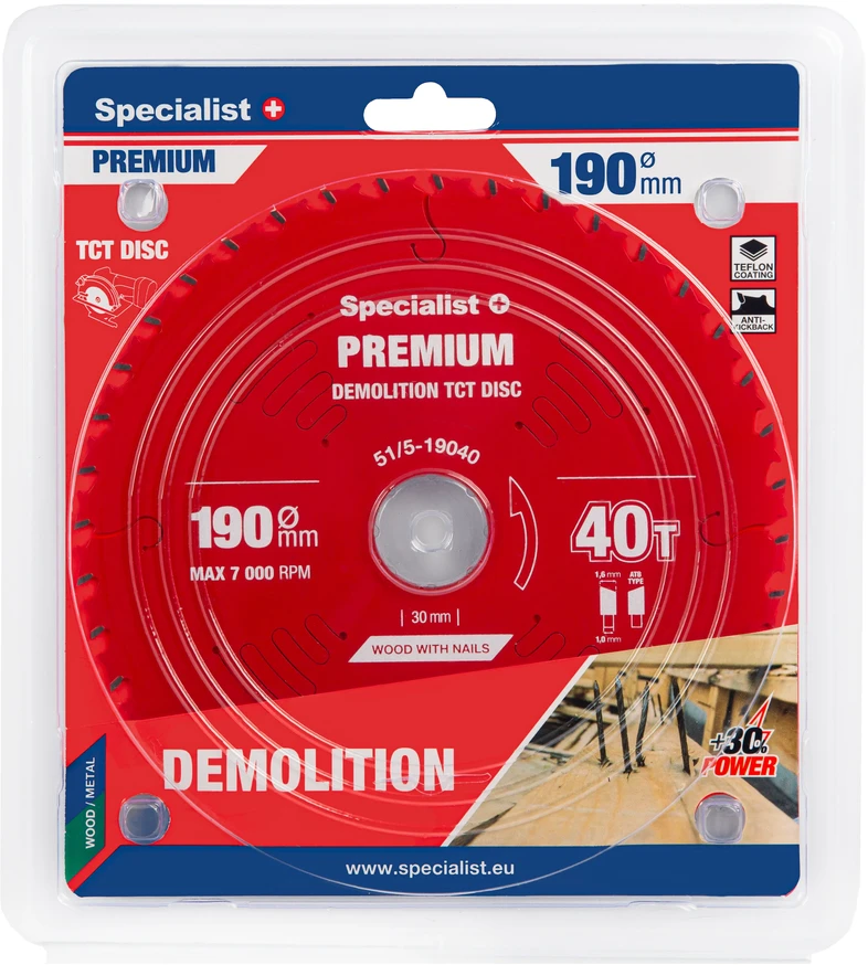 Pjovimo diskas SPECIALIST+ Demolition 190x40Tx30mm