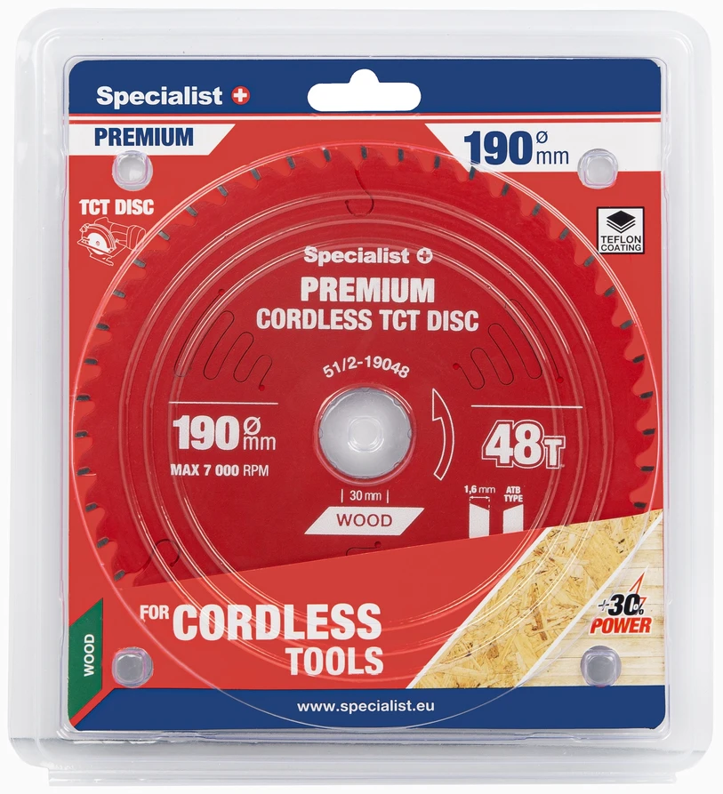 Pjovimo diskas Specialist+ LTW1904830-T; 190x30x1,0 mm; Z48; 5°