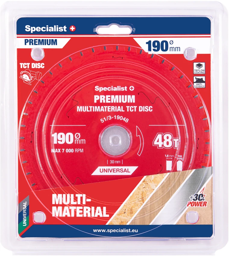 Pjovimo diskas Specialist+ LTM1904830-T; 190x30x1,0 mm; Z48; 0°