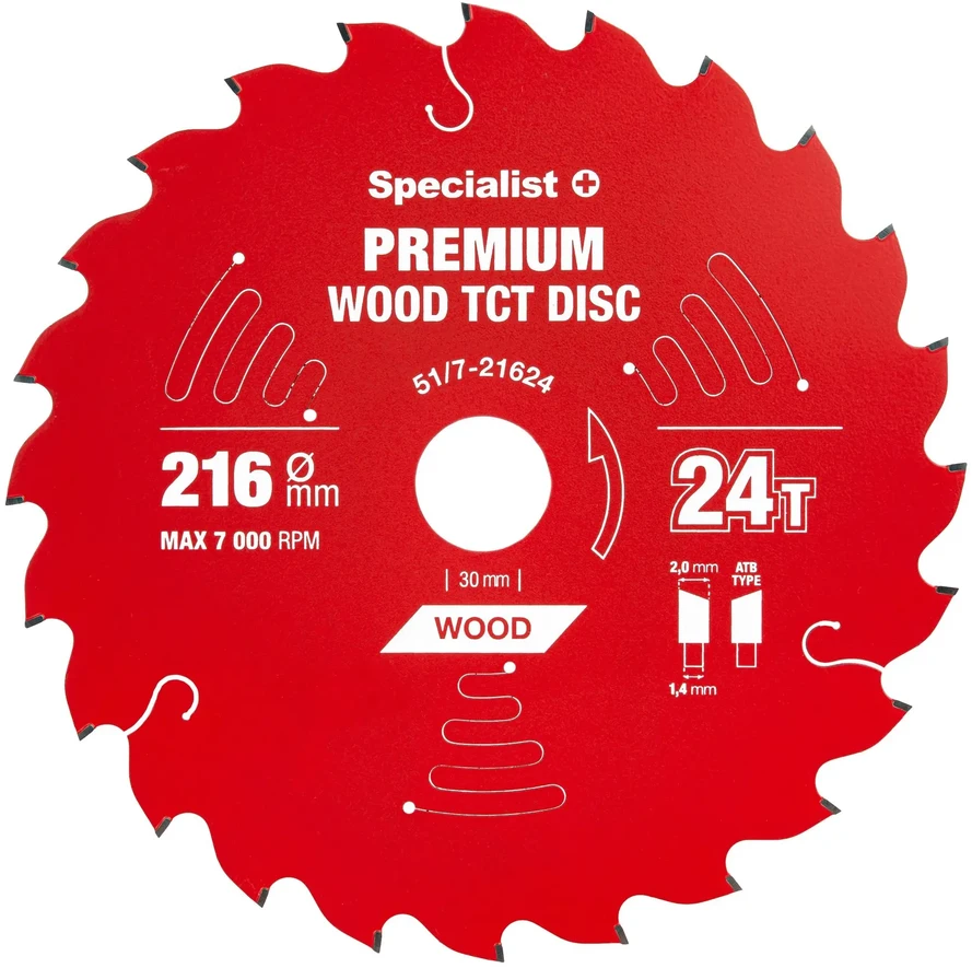 Pjovimo diskas Specialist+ LMS2162430-T; 216x30x1,4 mm; Z24; 5°