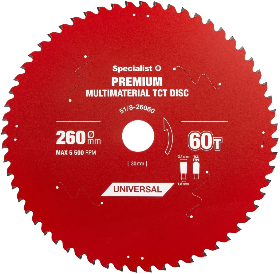 Pjovimo diskas Specialist+ LMM2606030-T; 260x30x1,6 mm; Z60; 0°