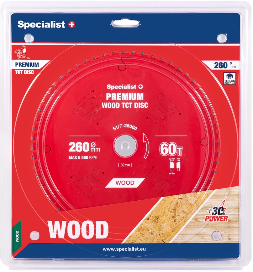 Pjovimo diskas Specialist+ LMS2606030-T; 260x30x1,6 mm; Z60; 5°