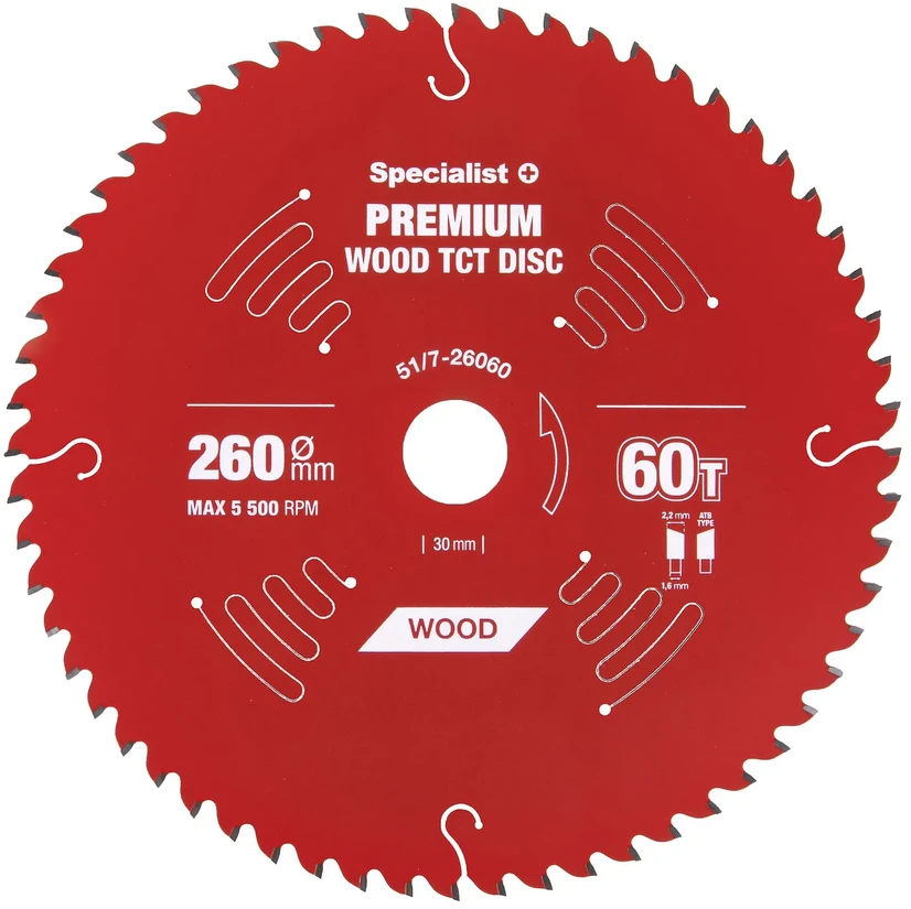 Pjovimo diskas Specialist+ LMS2606030-T; 260x30x1,6 mm; Z60; 5°