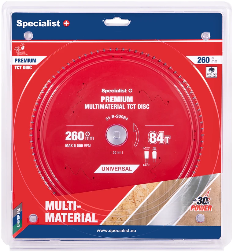 Pjovimo diskas Specialist+ LMM2608430-T; 260x30x1,6 mm; Z84; 0°