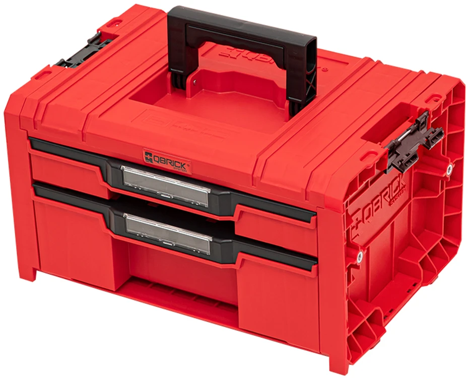 QBRICK PRO įrankių dėžė su 2 stalčiais 2.0 EXPERT Raudonas