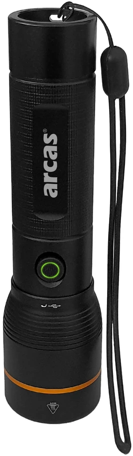 Rankinis žibintuvėlis, 2000lm, 20W, įkraunamas USB-C, juodas, ARCAS