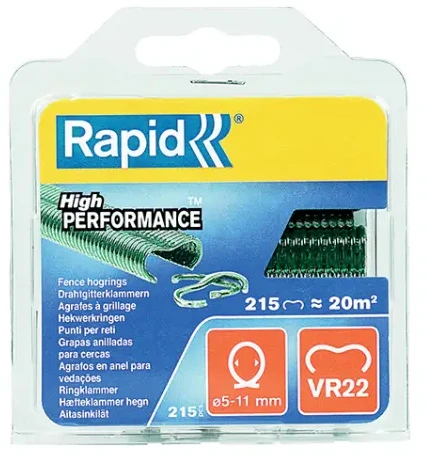 Sukabinimo kabės VR22, cinkuotos, RAPID, 215 vnt., žalios
