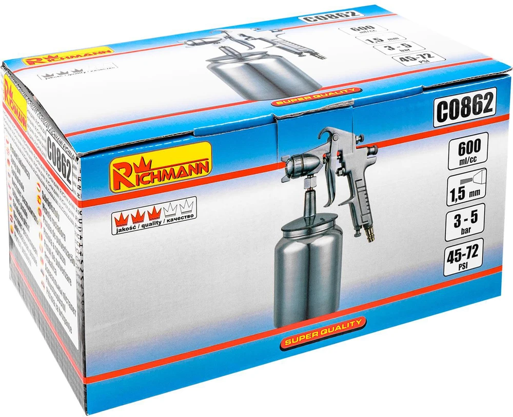 RICHMANN Dažų purkštuvas 0,6 l, 1,5 mm