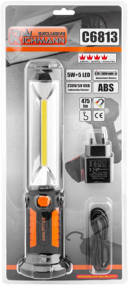 Įkraunamas žibintuvėlis „Richmann" 5W +5 LED