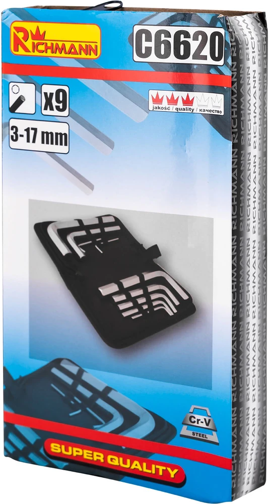 RICHMANN Šešiakampiai raktai 3 - 17 mm, 9 vnt.