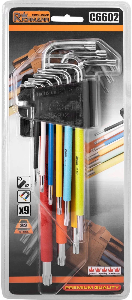 RICHMANN Šešiakampiai raktai TORX T10 - T50 9 vnt.