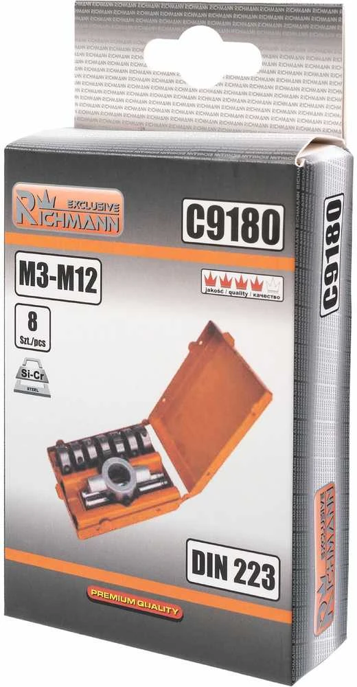 Grąžtas RICHMANN Sriegpjovių rinkinys M3-M12, 8 vnt.