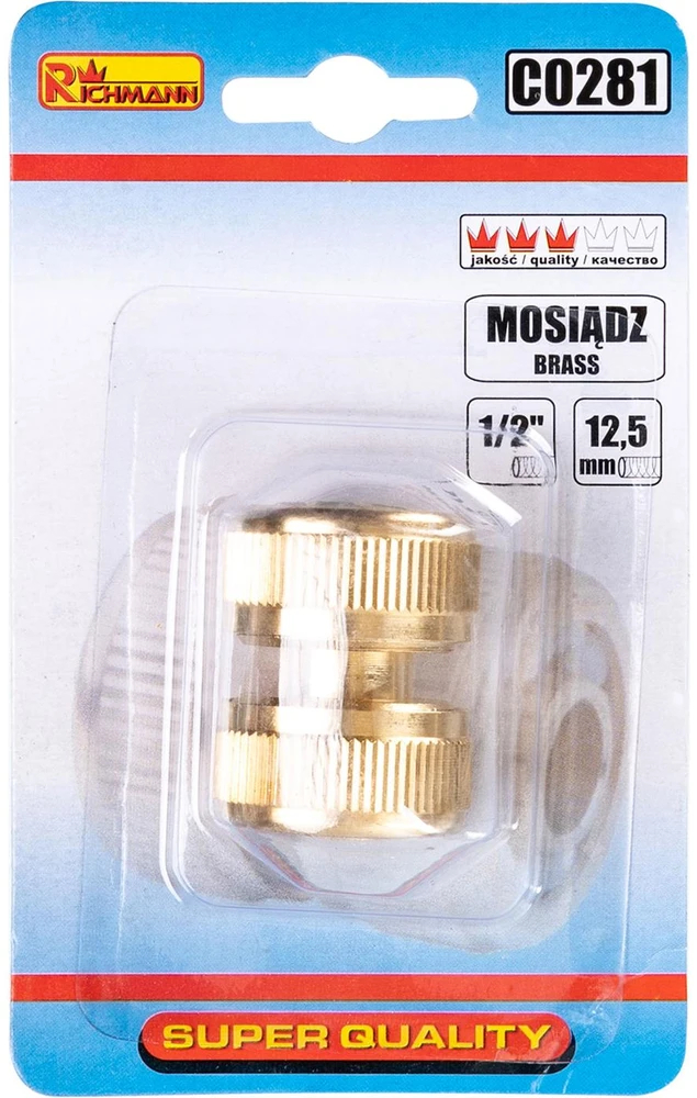 RICHMANN Žalvarinė 1/2'' žarnų jungtis